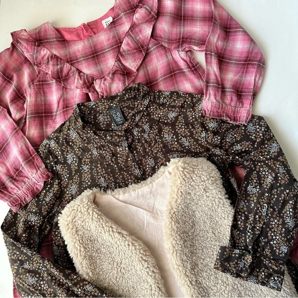 Zara Blouse, Baby Gap Dress and Sherpa Vest